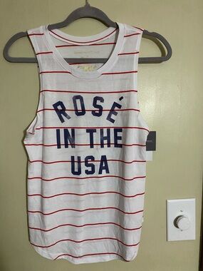 Grayson Threads White Tank with Red Stripes and Navy Text